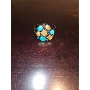 Clasp Gold and Teal Accent Stones Bracelet